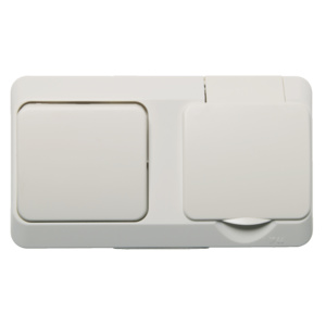 Aqua-stark väggutt 1-v mj+strömst IP44 utv skruv