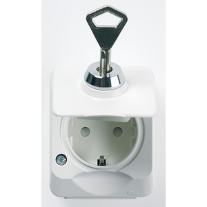 Aqua-stark väggutt 1-v mj 16A IP44 m lås utv skruv