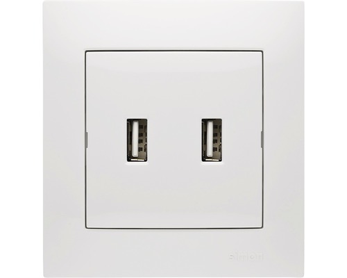 Simon USB laddare 2xUSB 2,1A inf vit
