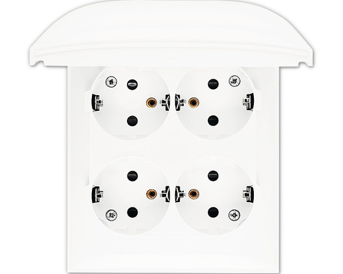 Simon väggutt 4-v mj 16A IP44 utv skruv vit