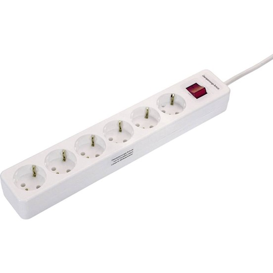 Grenuttag 6-väg m brytare 1,5m vit