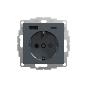 Exxact väggutt 1-v 2xUSB 3A A+C mj inf snabb ant