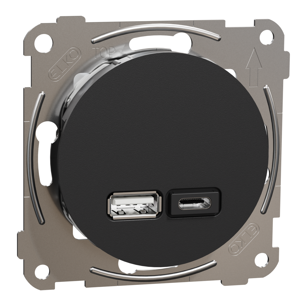 ELKO One USB uttag typ A+C 21W inf skruv sv