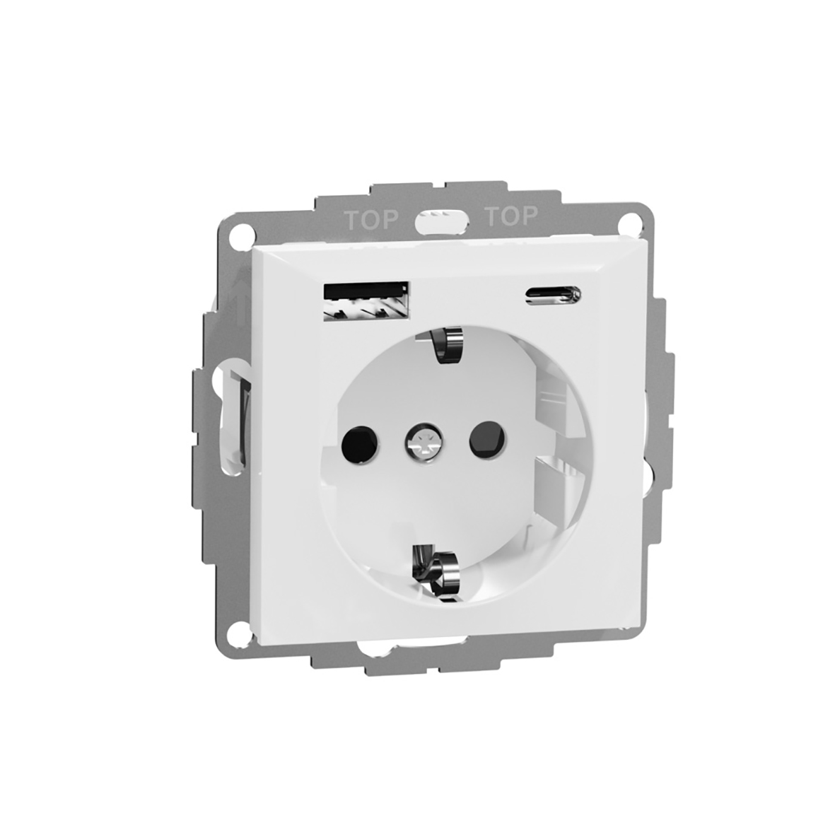 RS ladduttag 2xUSB A+C m 1-v uttag inf rv