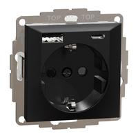 Plus ladduttag 2xUSB A+C m 1-v uttag sv