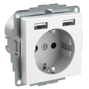 Exxact väggutt 1-v mj 2xUSB 2,4A inf snabb vit